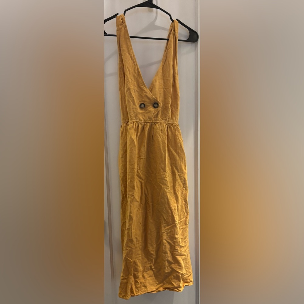 Zara Cross Strap Midi Dress in Mustard